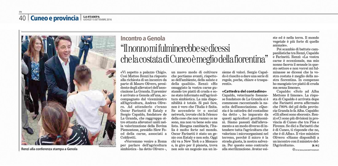 La Stampa - Renzi a La Granda